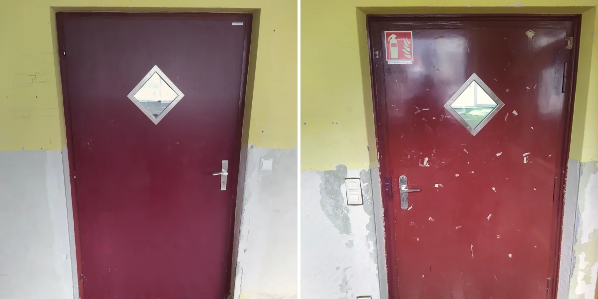 Türen mit rechtekigem Fenster in der Mitte