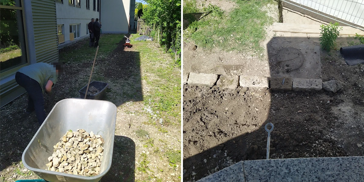 Neuer Bodenbelag in Aufzug und WC