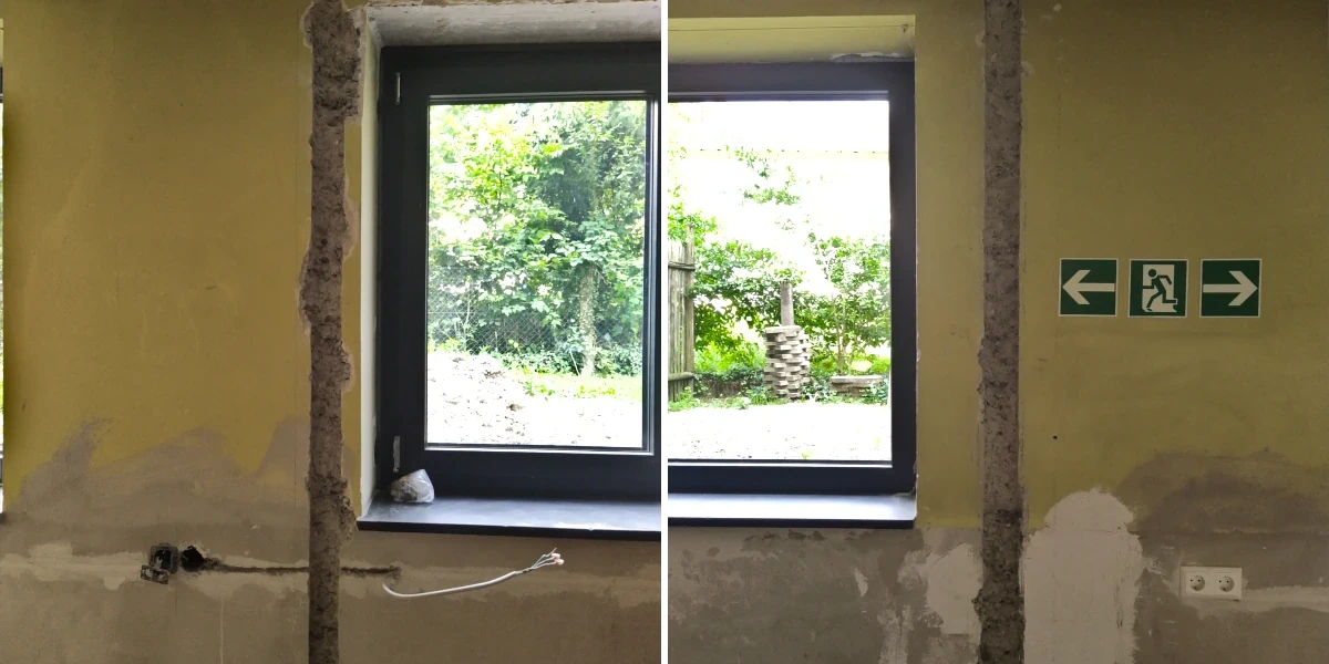 Ausschnitte in der Wand für neue Heizungsrohre