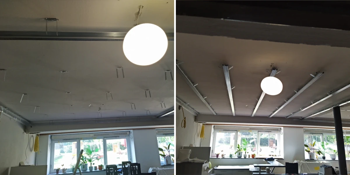 Profile und Haken an der Decke