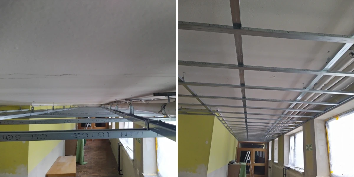 Blick auf die Profile and der Decke im UG